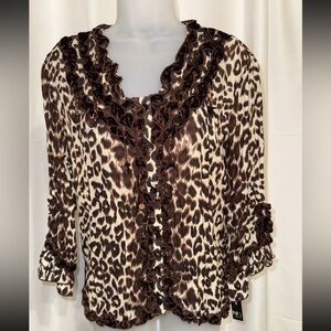 Vintage New Direction Cheetah Top With Sequence  Size M NWT